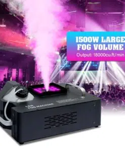 Vertical Fog Machine, 1500W RGB LED vertical Fog Machine, DMX vertical Smoke Machine, vertical Fogger for Stage, DJ fog with led Light