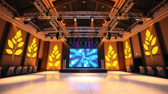 Luxury AV and Lighting Setup Los Angeles, projection mapping for luxury events in Los Angeles, audio visual rental, AV Equipment Rentals,